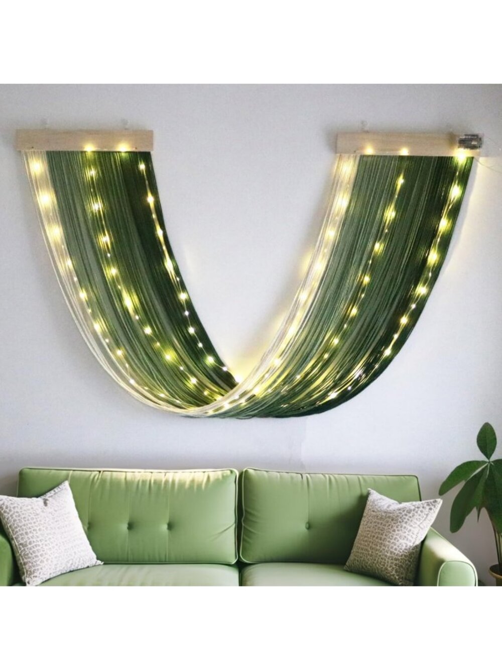 Battery Operated Macrame Fairy Lights with Remote - 100 LED String Lights for